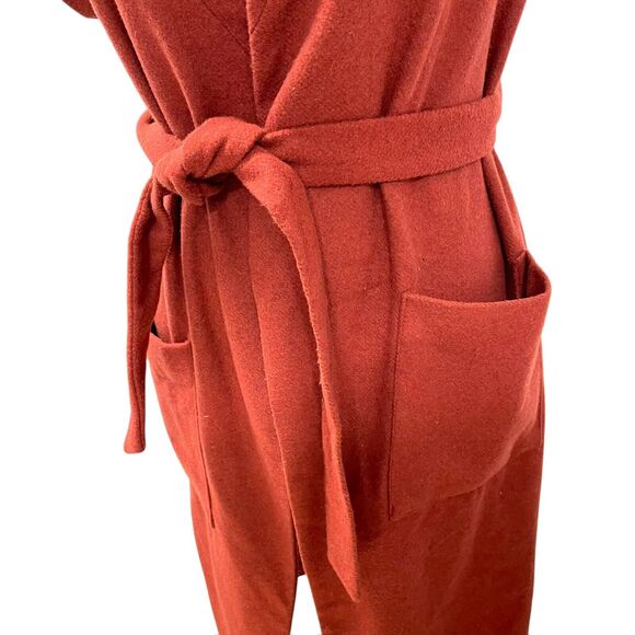 Worthington Wool Blend Spiced Apple Orange Belted Wrap Coatigan Cardigan XS - Picture 3 of 7